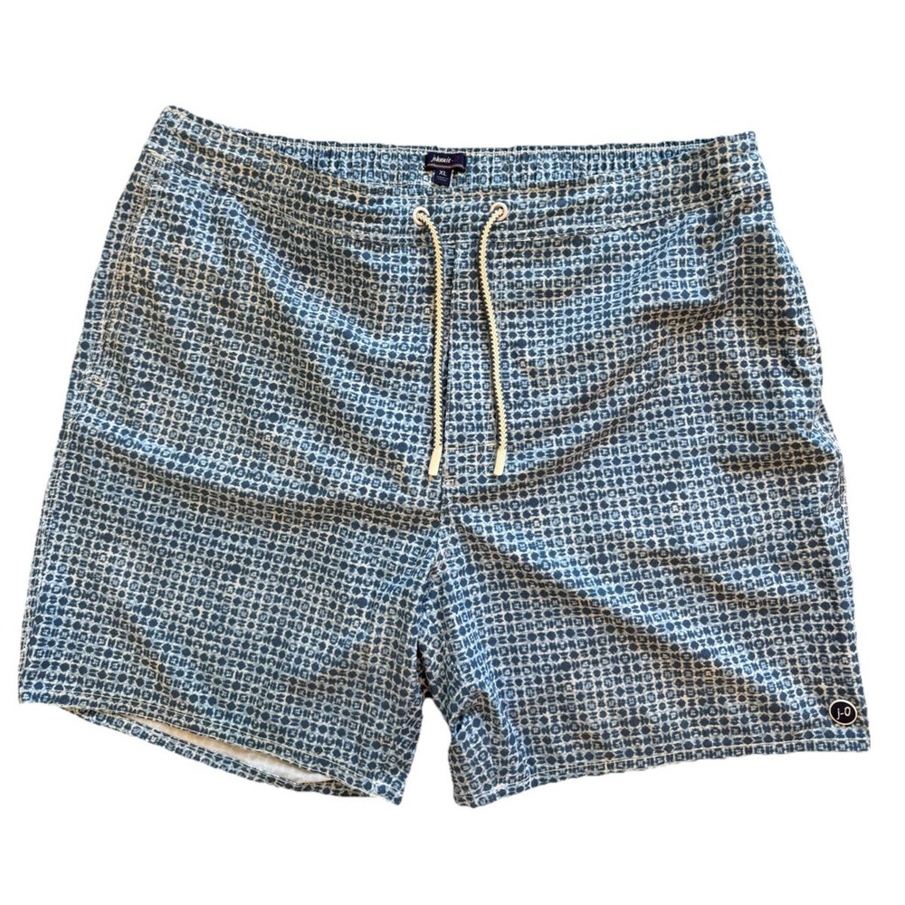 Johnnie-o Lake Blue Mallon Print Swim Trunks Blue Lined Men's XL Shorts
